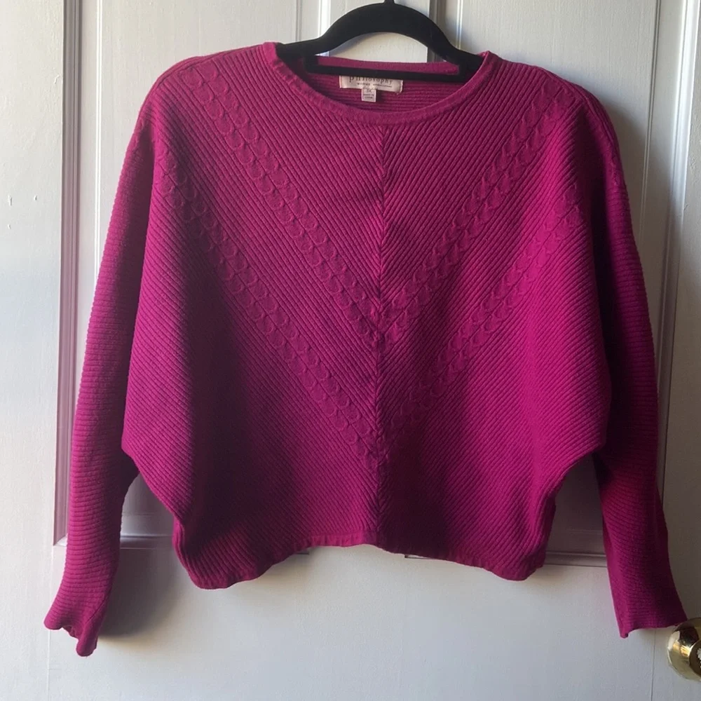 Philosophy Republic Clothing Women’s Knit SweaterHot Pink Crewneck Size 3x - Picture 2 of 7